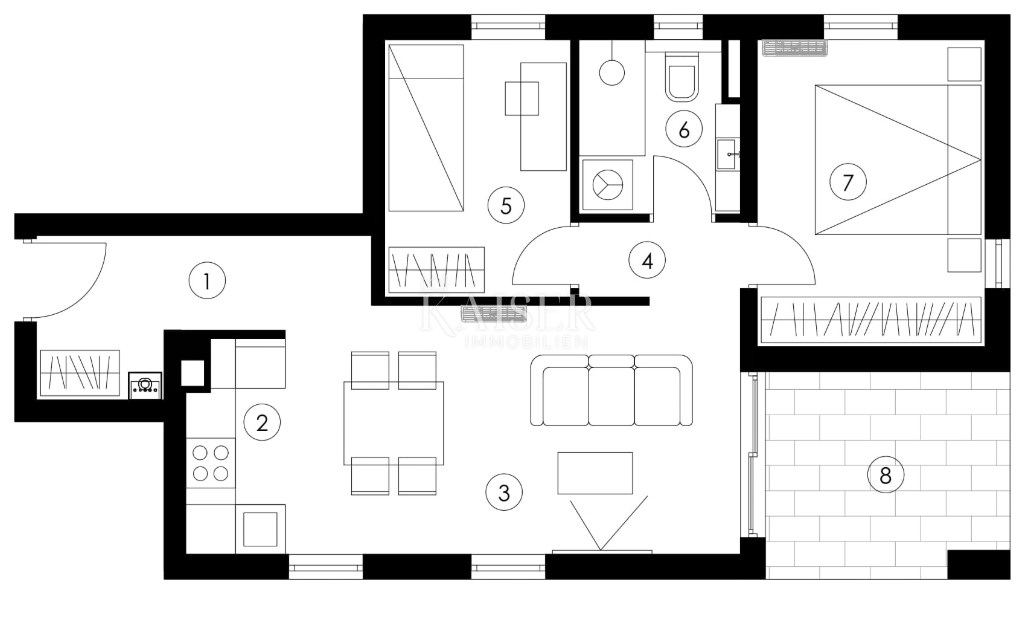 Zara, Ričine, appartamento con due camere da letto, 68,12 m2, nuova costruzione