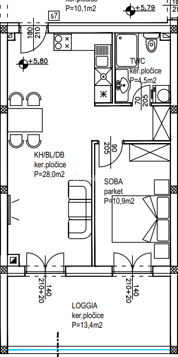 Appartamento Crvene kuće, Zadar, 86,18m2