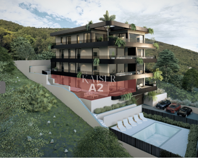 Opatija – Ičići: Appartamento di lusso con giardino privato e vista panoramica sul Golfo del Quarnero