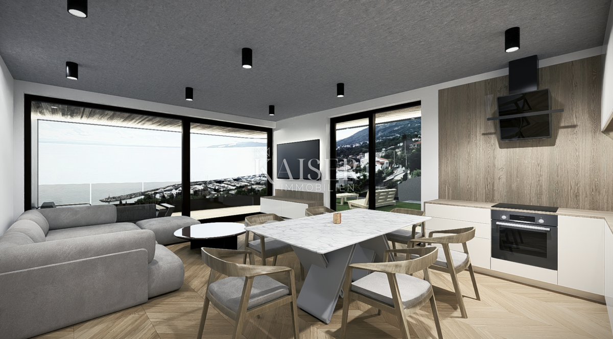 Opatija – Ičići: Appartamento di lusso con giardino privato e vista panoramica sul Golfo del Quarnero