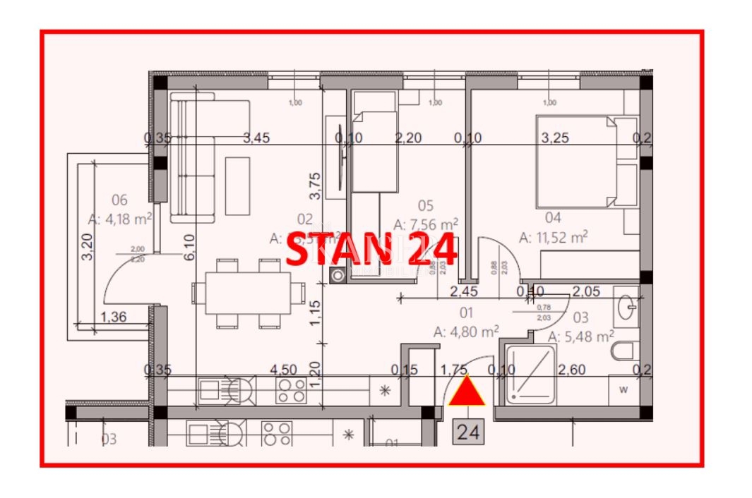 Istria, Pola – moderno appartamento con due camere da letto di 54 m² e balcone