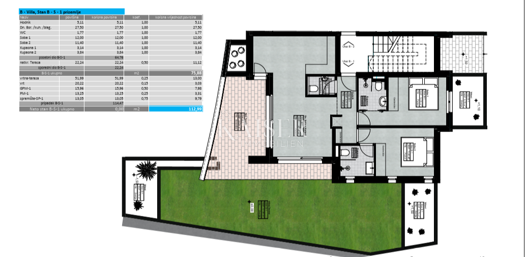 Opatija, Lovran - appartamento in un edificio nuovo con una splendida vista e giardino