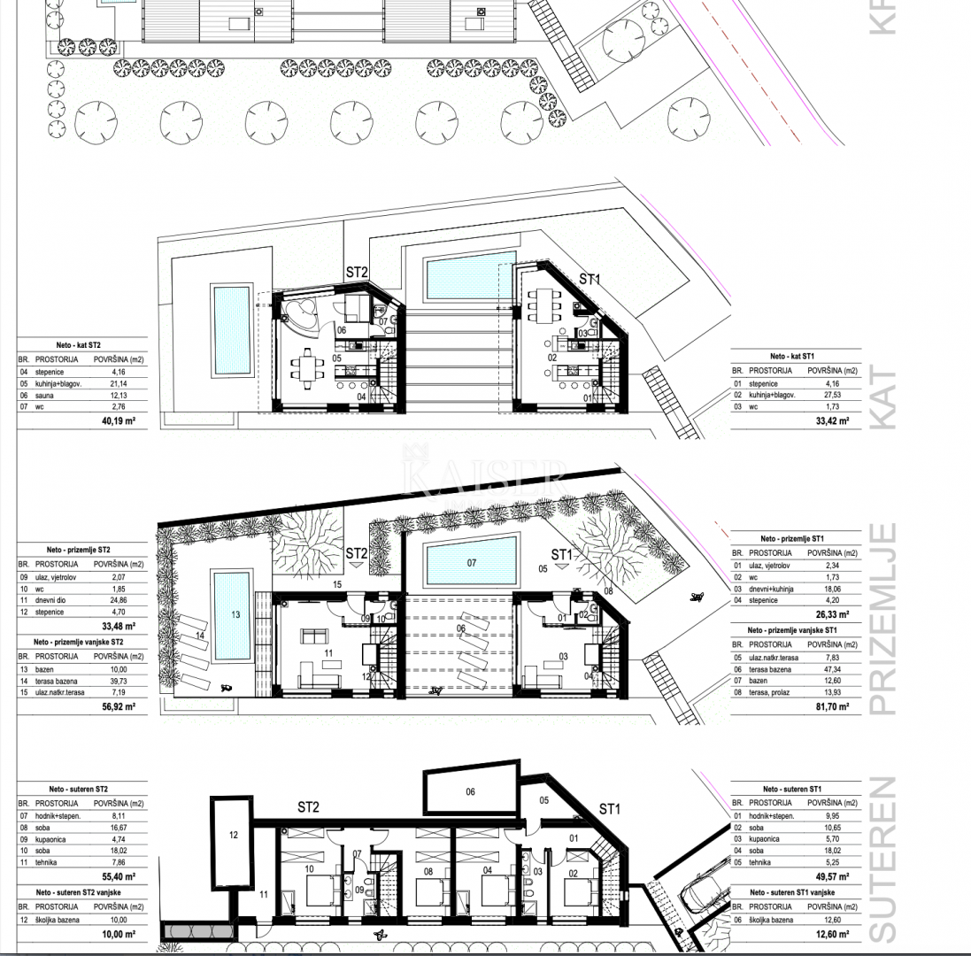 Lovran – terreno edificabile a 100 metri dal mare con un progetto per 6 unità residenziali di lusso.