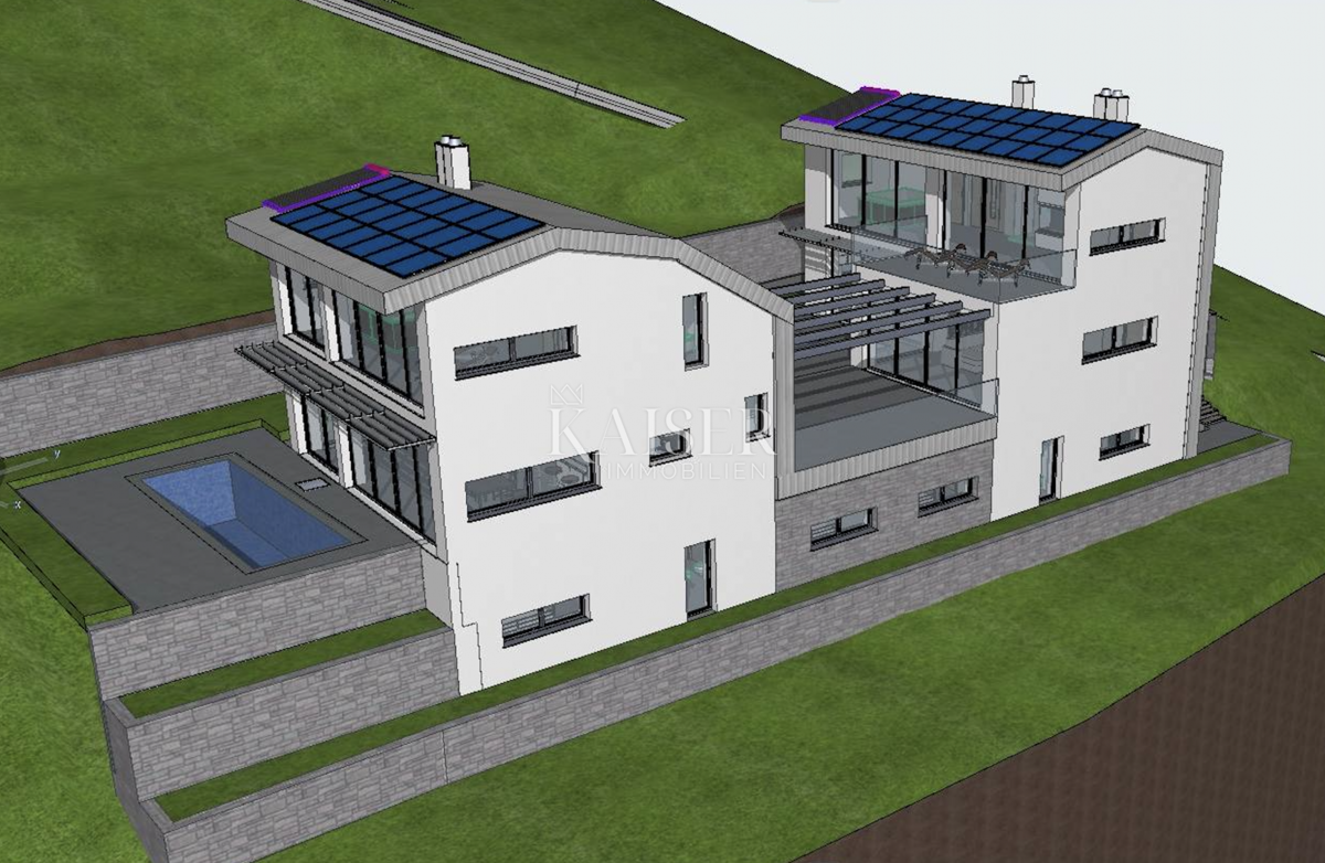 Lovran – terreno edificabile a 100 metri dal mare con un progetto per 6 unità residenziali di lusso.