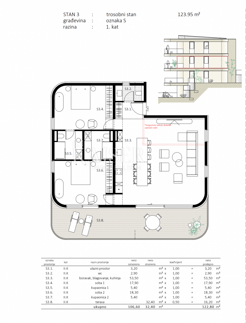 Appartamento Dramalj, Crikvenica, 122,80m2
