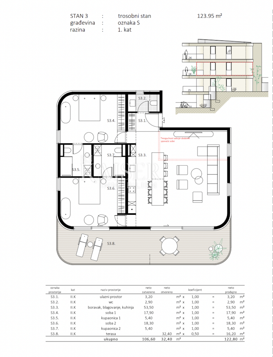 Appartamento Dramalj, Crikvenica, 122,80m2