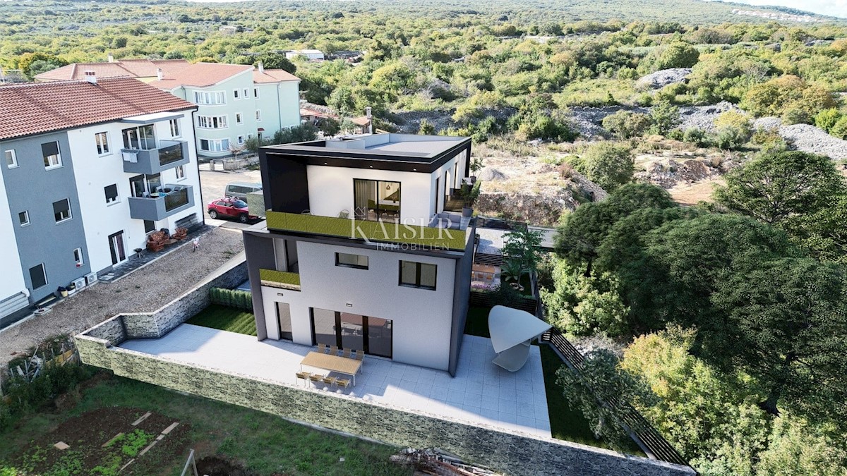 Krk, Isola di Krk - lussuoso appartamento 65m2 con giardino