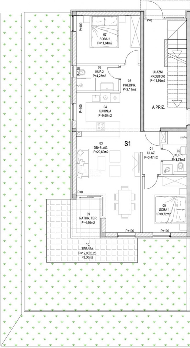 Barban - nuova costruzione, 2 camere da letto con terrazzo, 73 m2