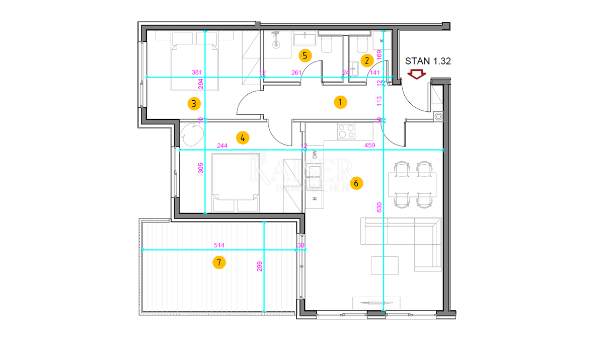 Istria, Umago - appartamento bilocale in nuova costruzione, 59m2, primo piano, ottima posizione