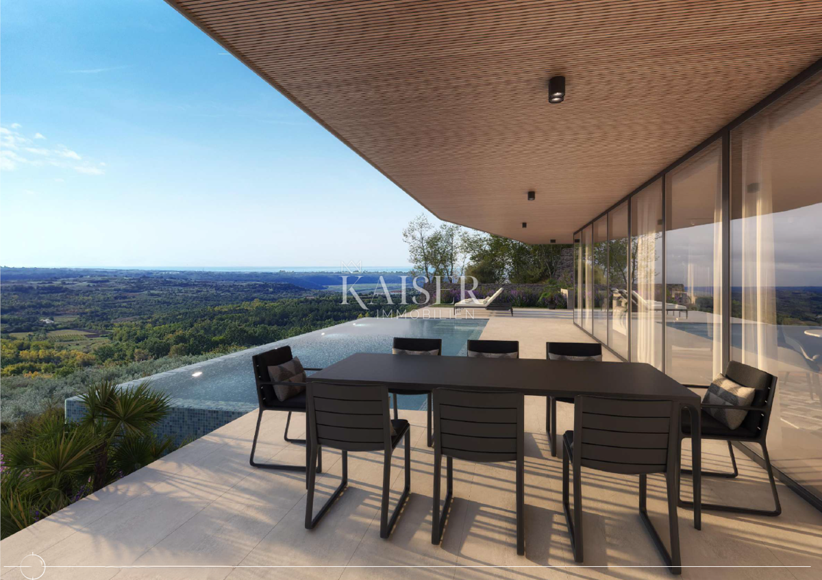 Istria, Buie, dintorni - villa 280m2 con piscina a sfioro e splendida vista 