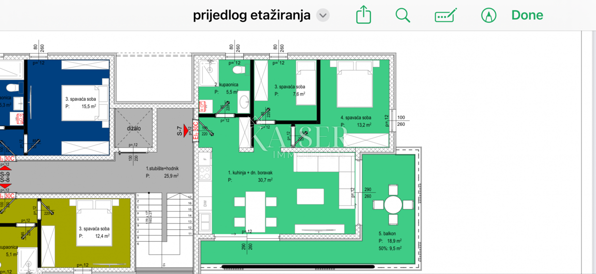 Zara, Diklo, appartamento 94,58 m2, terrazza sul tetto, a 50 m dal mare