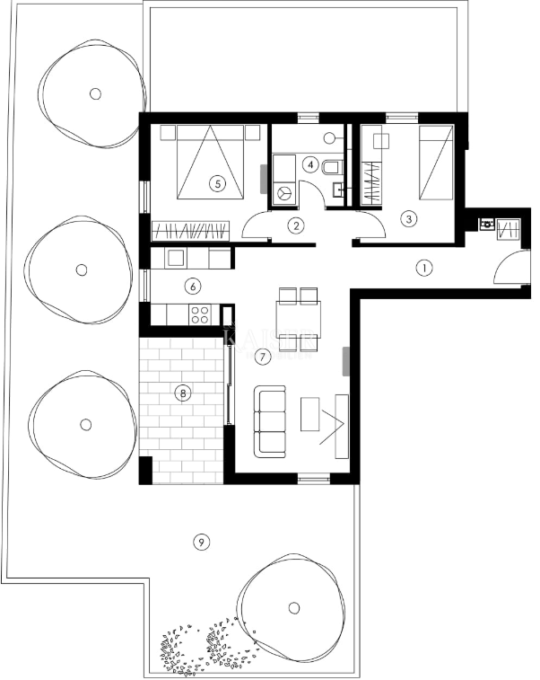 Zara, Ričine, appartamento con due camere da letto 82 m2 con giardino, nuova costruzione