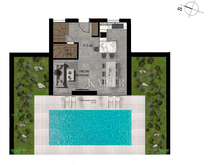 Crikvenica - casa 70m2 con piscina e vista mare