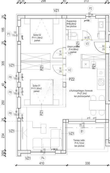 Sebenico, Brodarica - appartamento con due camere da letto di 73,61 m2 in un nuovo edificio vicino alla spiaggia di Rezalište