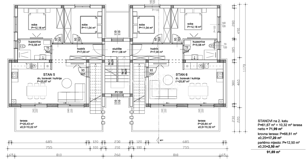Zara, Sukošan - attico con vista, a 200 m dalla spiaggia