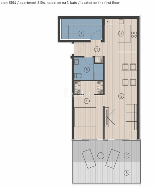 Jesenice, Dugi rat - Lussuoso appartamento con una camera da letto S204 con vista panoramica, prima fila al mare