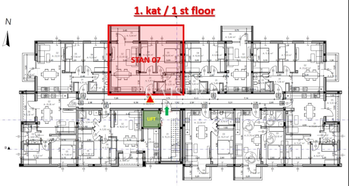 Istria, Pola - appartamento con due camere da letto di 54 m2 in un nuovo edificio con ascensore