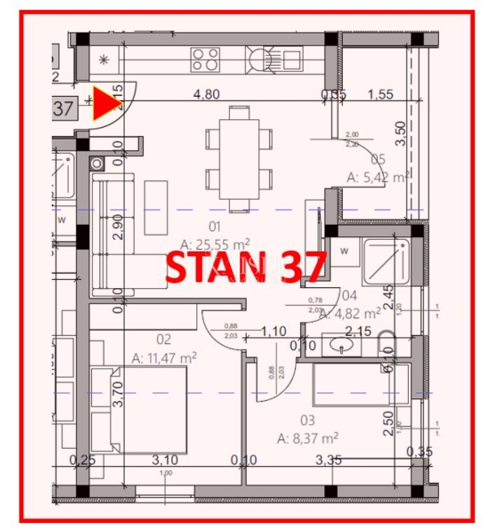 Istria, Pola - appartamento con due camere da letto di 54 m² in un moderno edificio di nuova costruzione