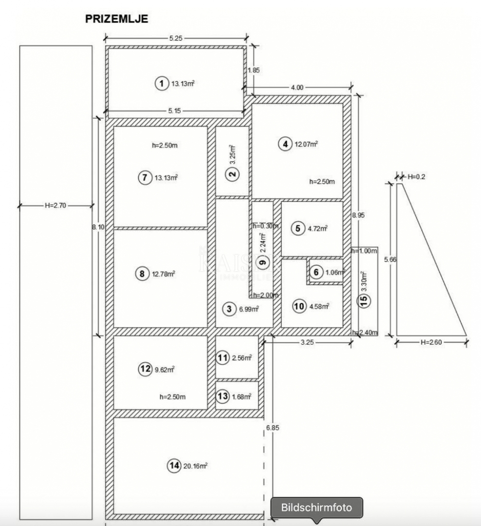 Crikvenica - vecchia casa indipendente con giardino, 2a fila dal mare