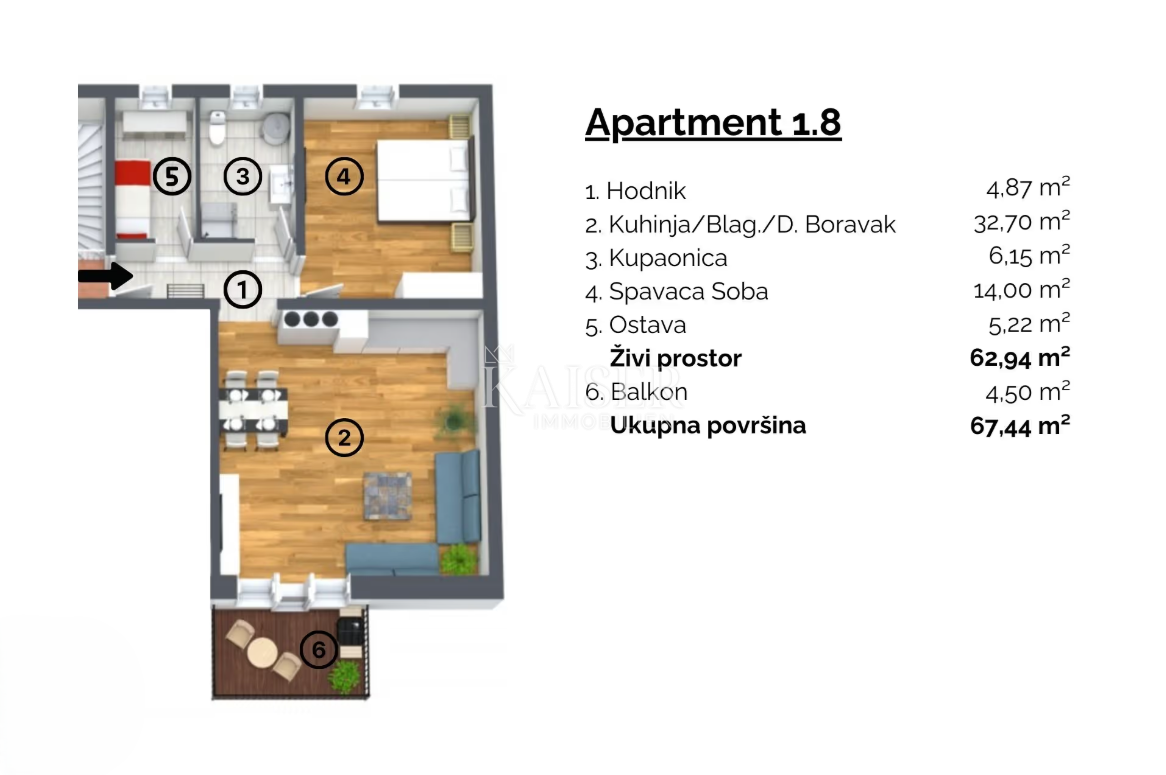 Istria, Buie, dintorni - appartamento 76m2, possibilità di gestione dell'affitto