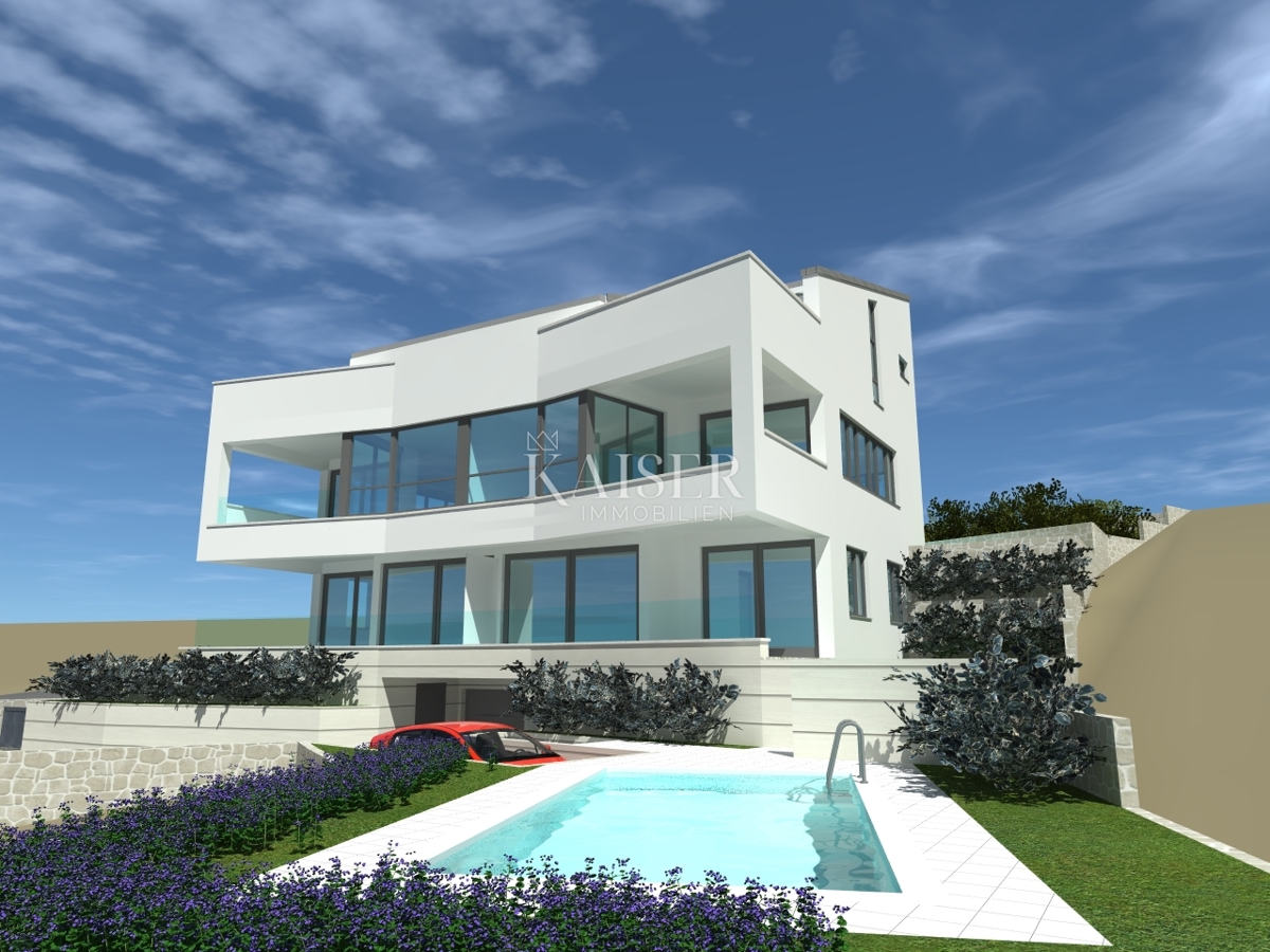 Isola di Krk, Punat - terreno 914 m2 con progetto