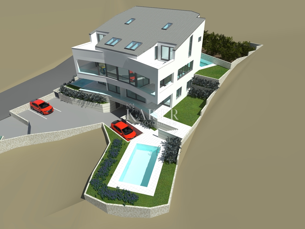 Isola di Krk, Punat - terreno 914 m2 con progetto