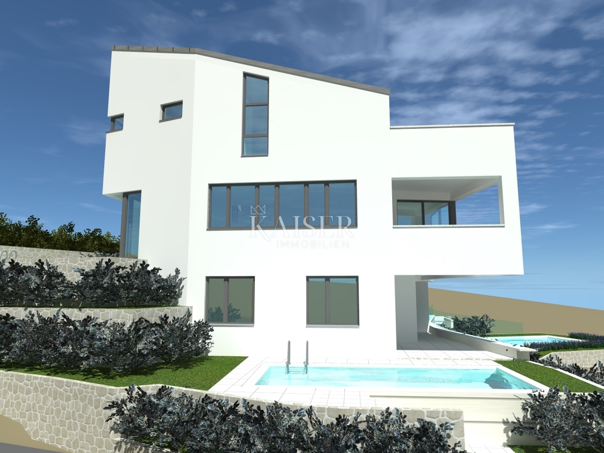 Isola di Krk, Punat - terreno 914 m2 con progetto