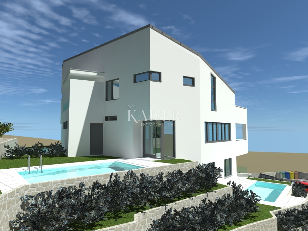 Isola di Krk, Punat - terreno 914 m2 con progetto