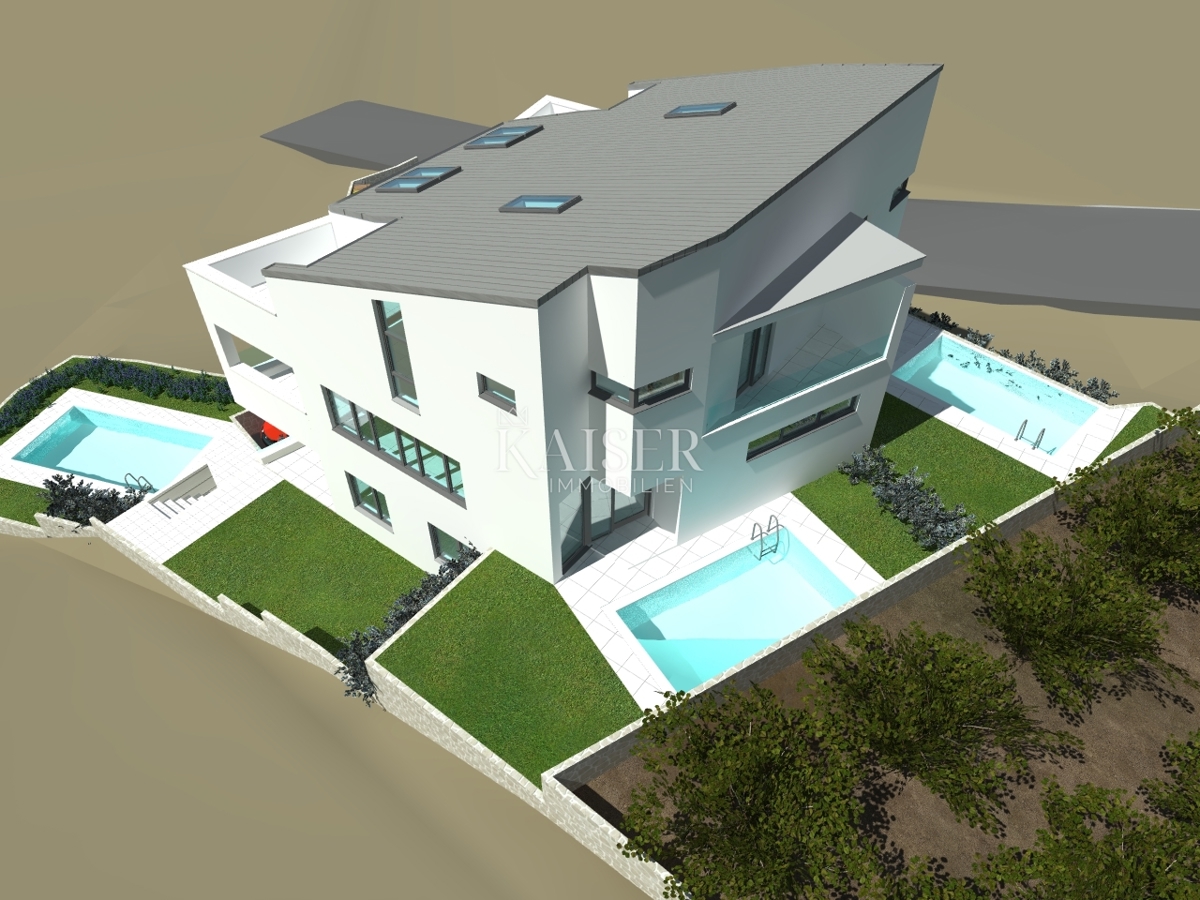 Isola di Krk, Punat - terreno 914 m2 con progetto