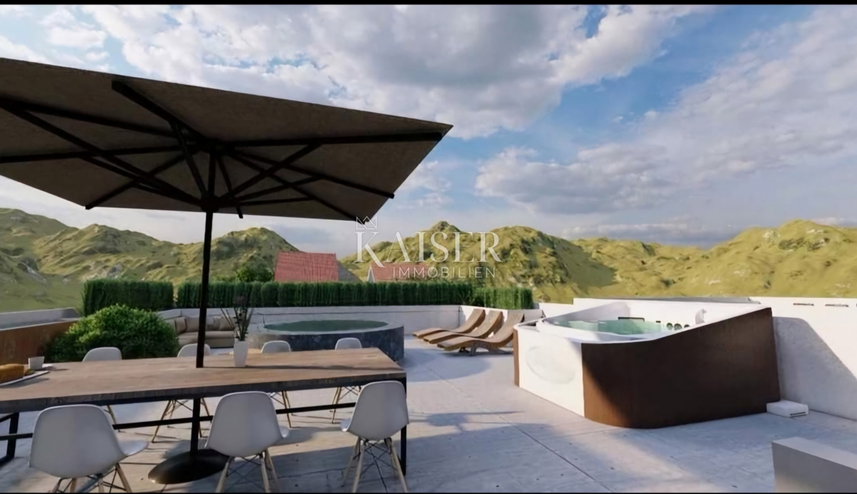 Rab, Banjol - Attico con terrazza sul tetto e vista panoramica