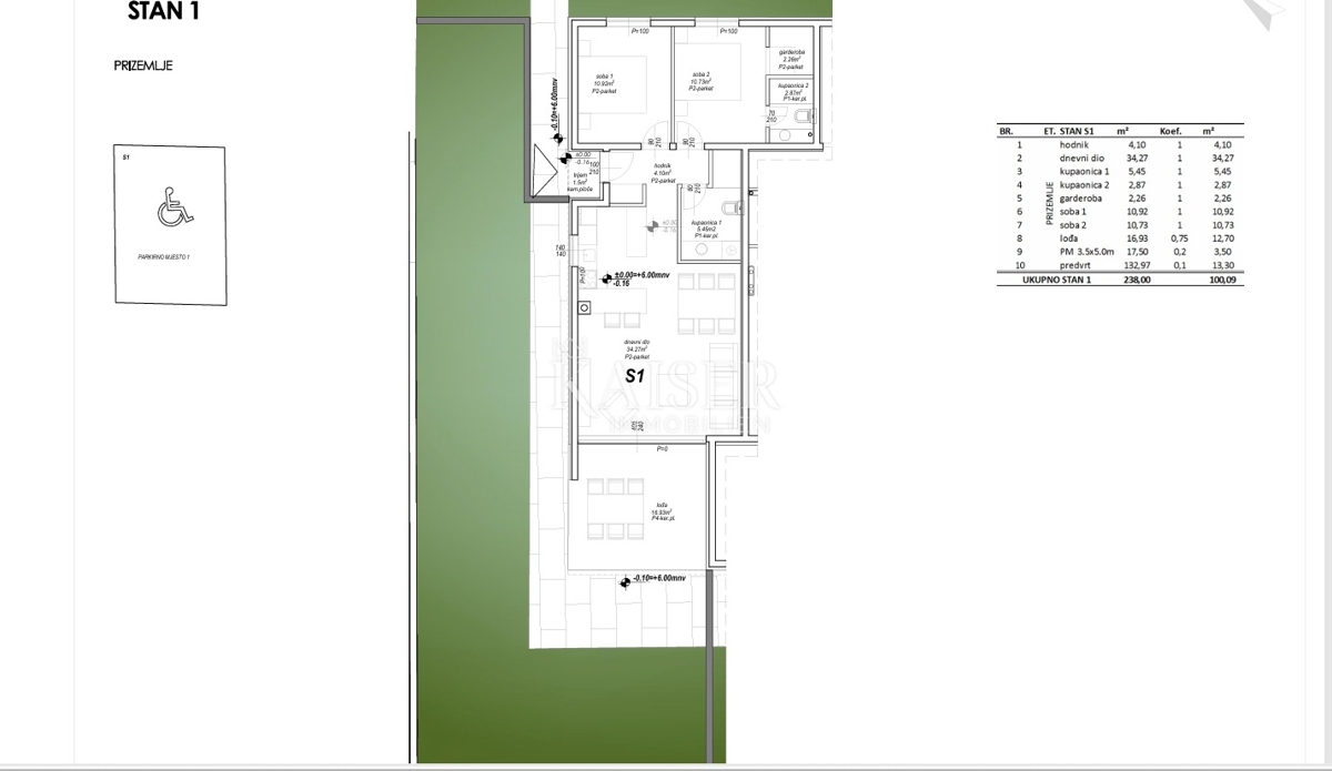 Appartamento Privlaka, 100,09m2