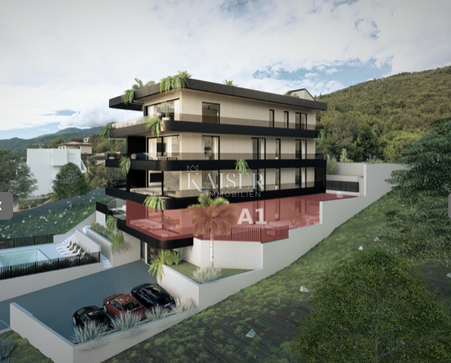 Opatija-Ičići, esclusivo appartamento con tre camere da letto, giardino privato e vista panoramica sul mare