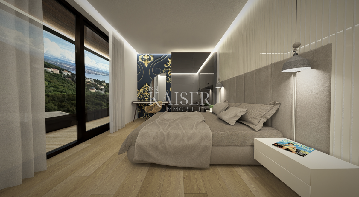 Opatija-Ičići, esclusivo appartamento con tre camere da letto, giardino privato e vista panoramica sul mare