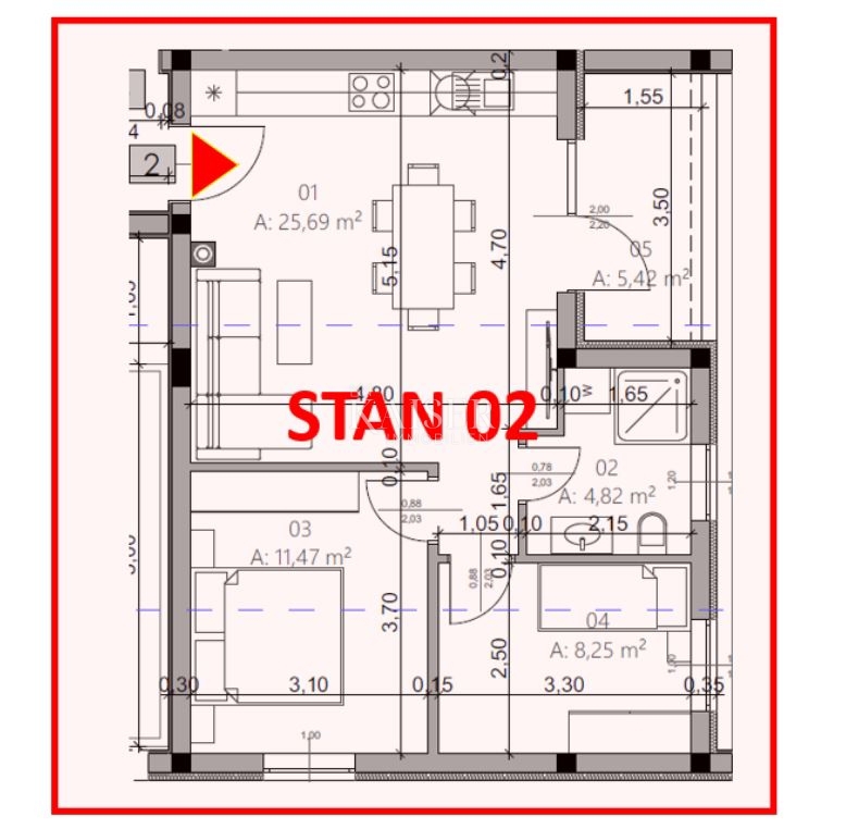 Istria, Pola - appartamento con due camere da letto di 54 m2 in un nuovo edificio