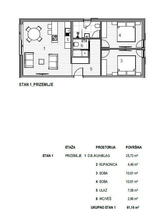 Appartamento Krk, 61m2