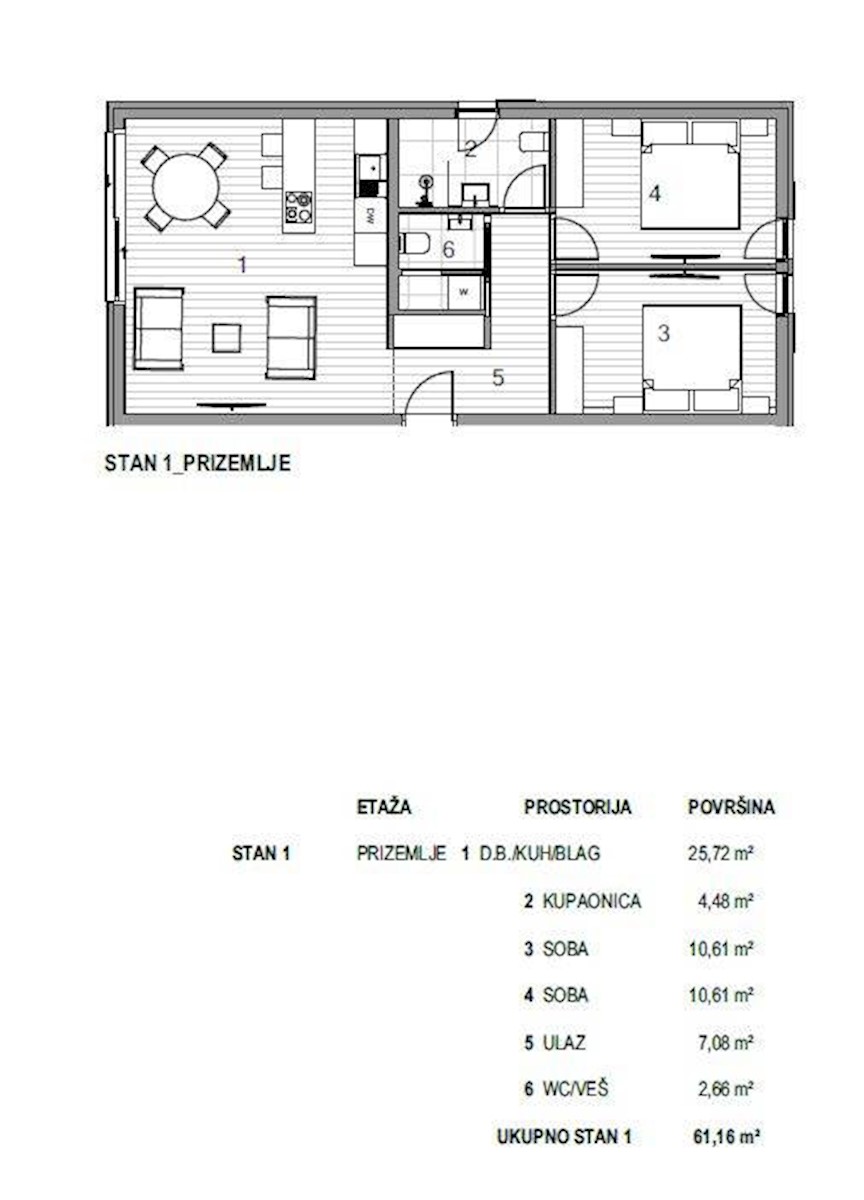 Appartamento Krk, 61m2