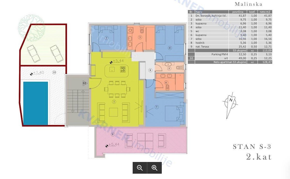 Appartamento Malinska, 113m2