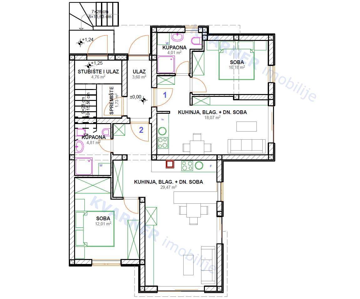 Appartamento Njivice, 50m2