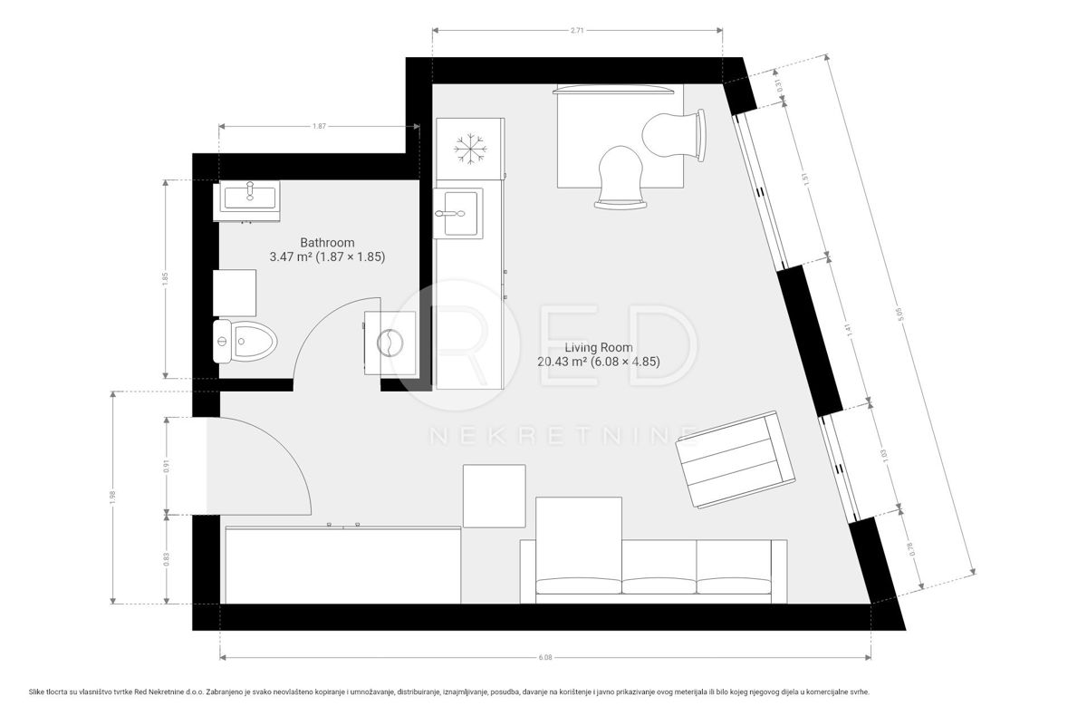 Appartamento Bijenik, Črnomerec, BIJENIK, 24m2