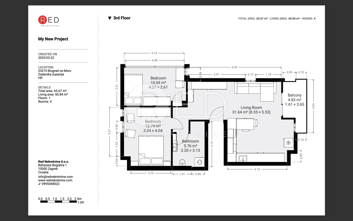 Appartamento Biograd na Moru, Biograd na moru, 65m2