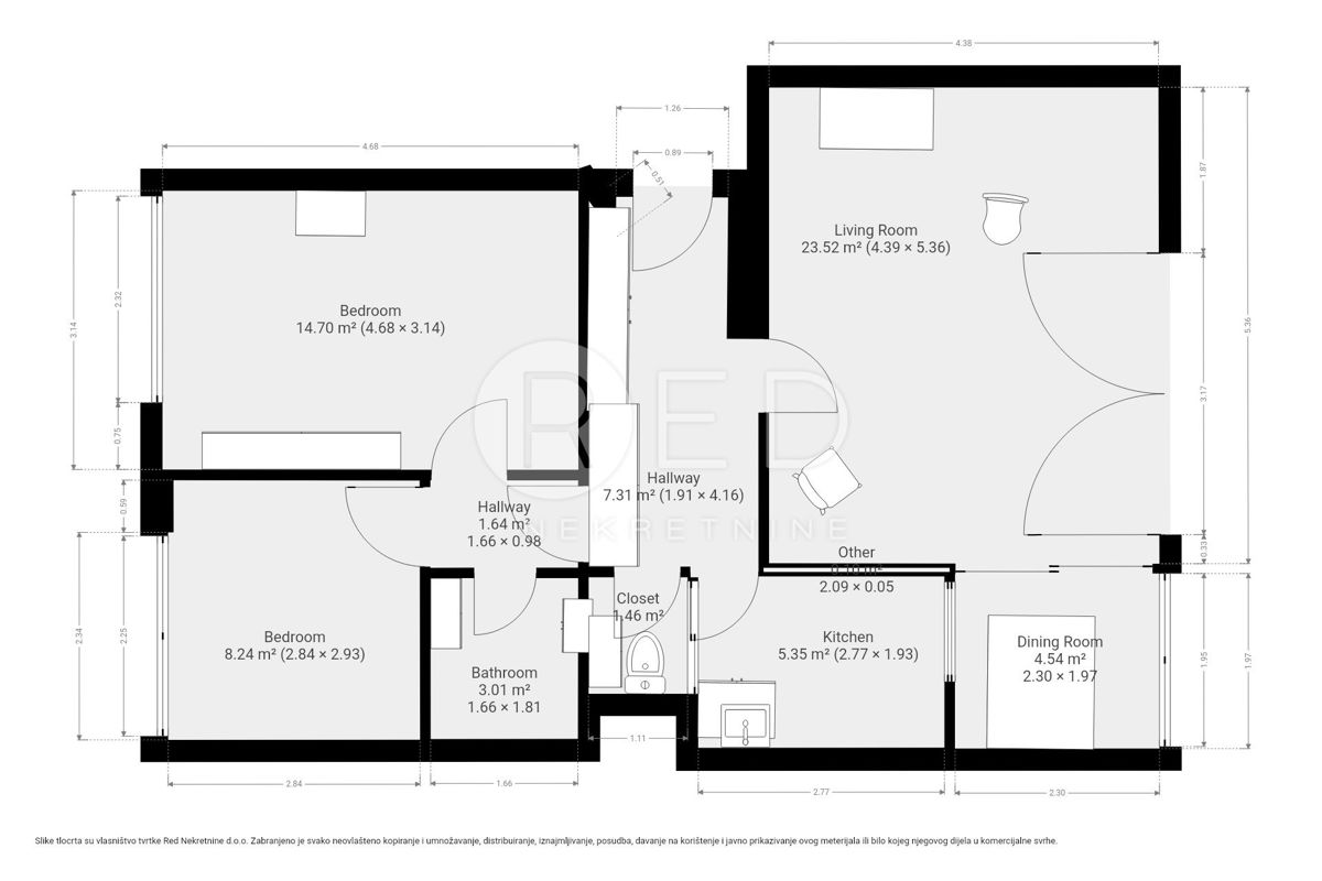 Appartamento Trešnjevka, Trešnjevka - Sjever, Trsatska ulica, 70m2