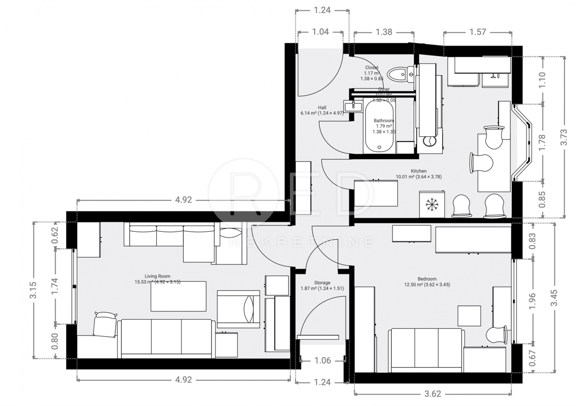 Appartamento Trnsko, Novi Zagreb - Zapad, 47m2
