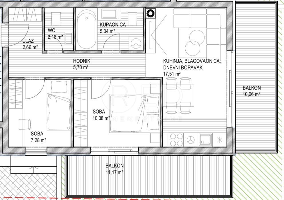 Appartamento Sukošan, 7. domobranske pukovnije HV, 57,77m2