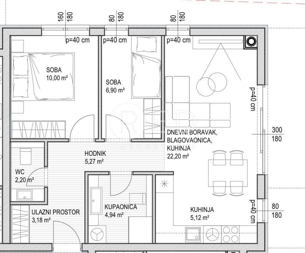 Appartamento Sukošan, 7. domobranske pukovnije HV, 57,77m2