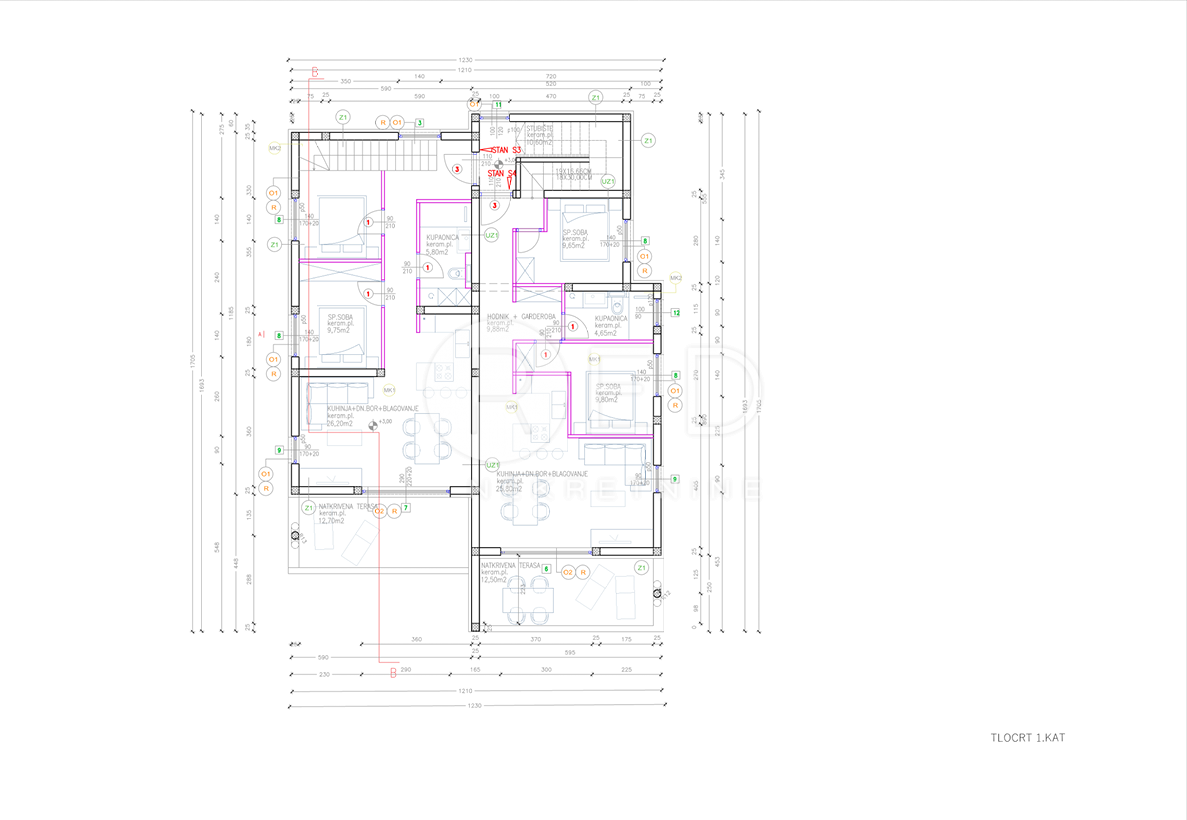Appartamento Vodice, Zatonska, 100m2