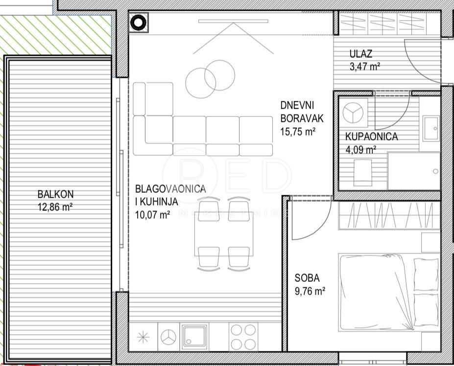 Appartamento Sukošan, 7. domobranske pukovnije HV, 57,77m2
