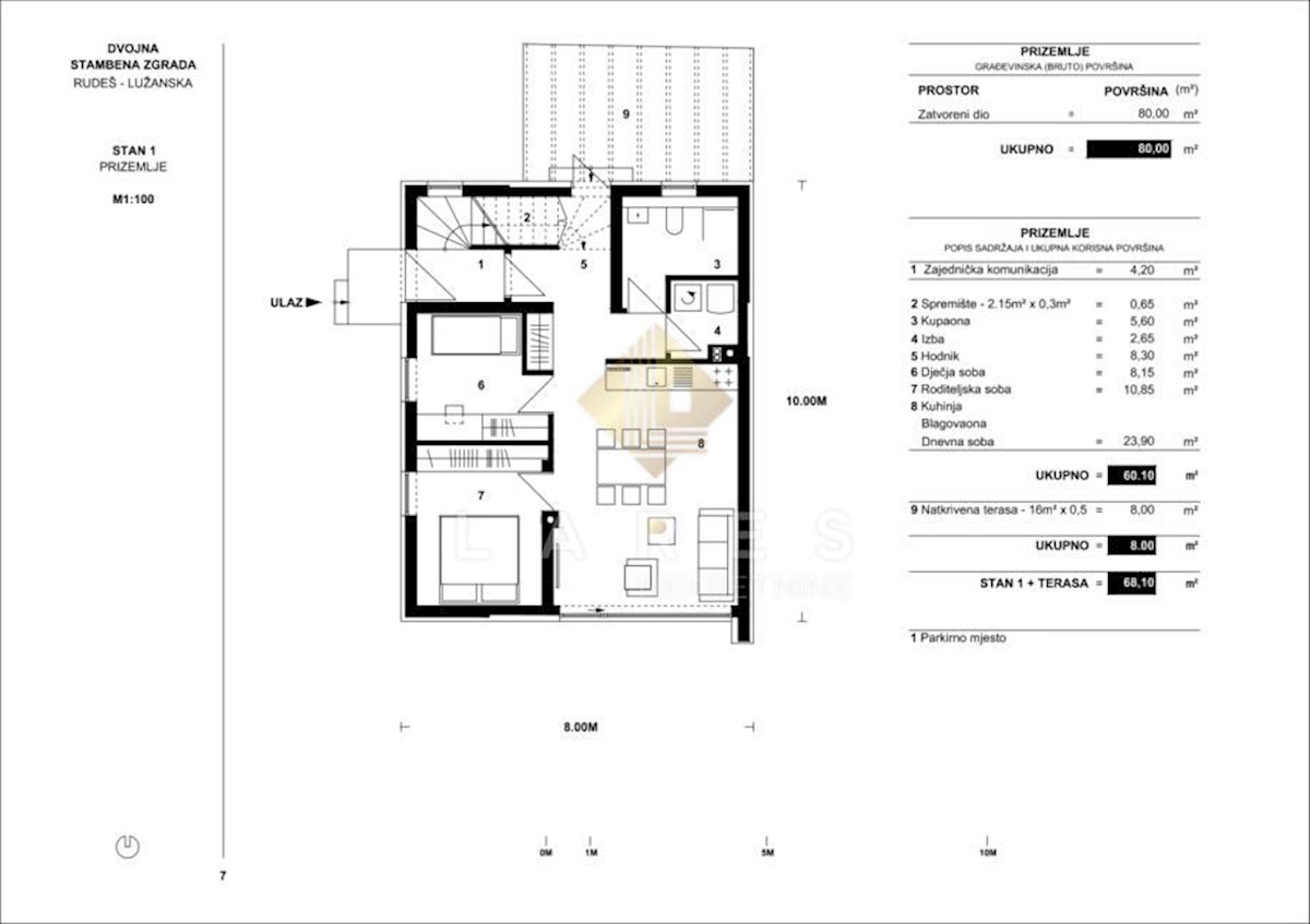 Appartamento Rudeš, Trešnjevka - Sjever, Lužanska ulica, 72,60m2