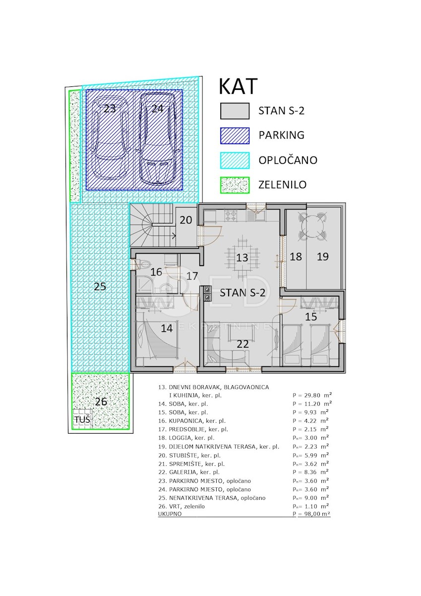 Appartamento Posedarje, Ulica sv. Duha, 98m2