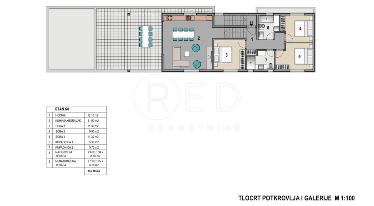 Appartamento Mandre, Kolan, 53m2
