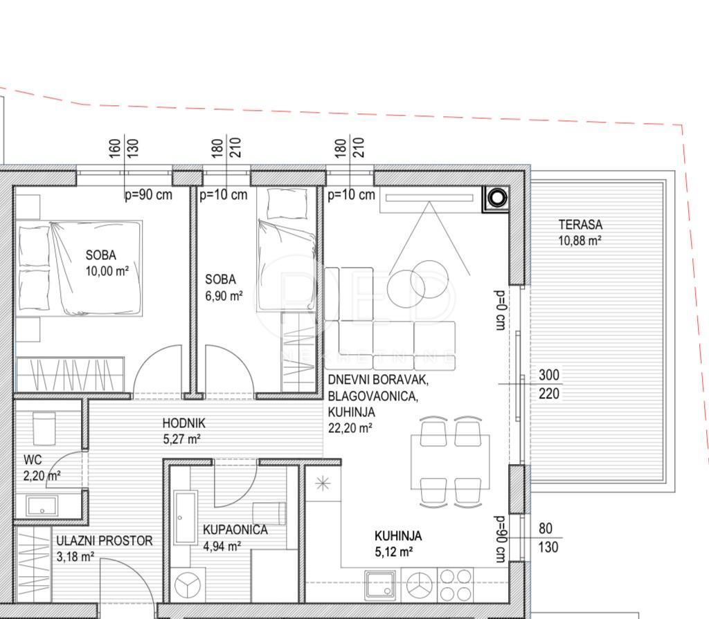 Appartamento Sukošan, 7. domobranske pukovnije HV, 57,77m2